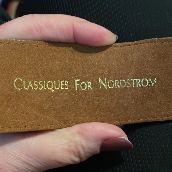 Vintage Classiques For Nordstrom Brown Croc Print Leather Buckle Belt size L - Picture 4 of 6